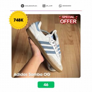 Adidas Samba OG - 46 (Used) White Ice blue